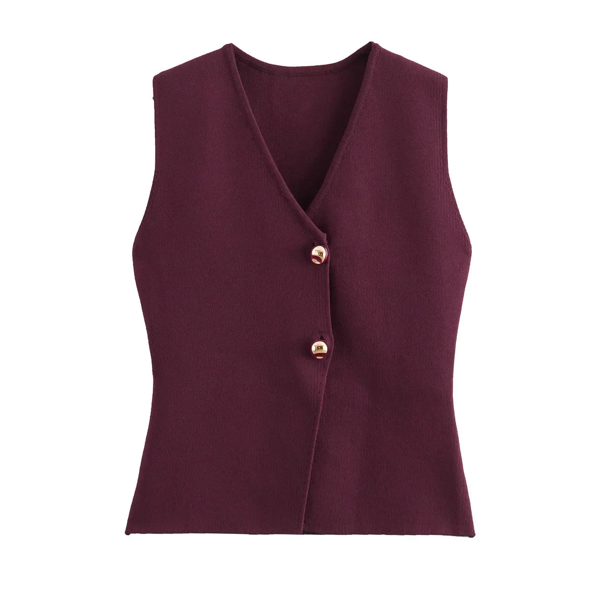 Women's Knitted Vest Sleeveless Button Front
