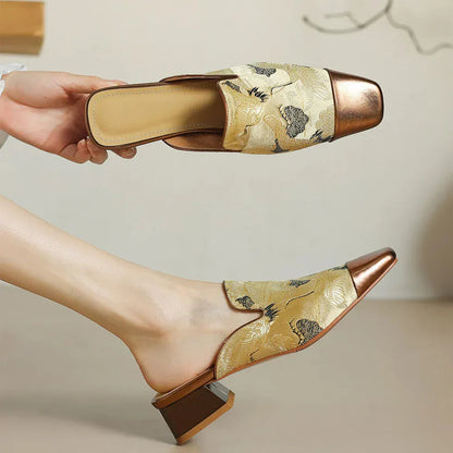 Women's Floral Embossed Mules