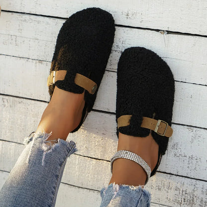Women's Slip-On Slippers Soft Comfortable Buckle Detail Beige
