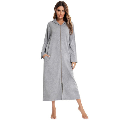 Women's Hooded Zip Up Nightdress