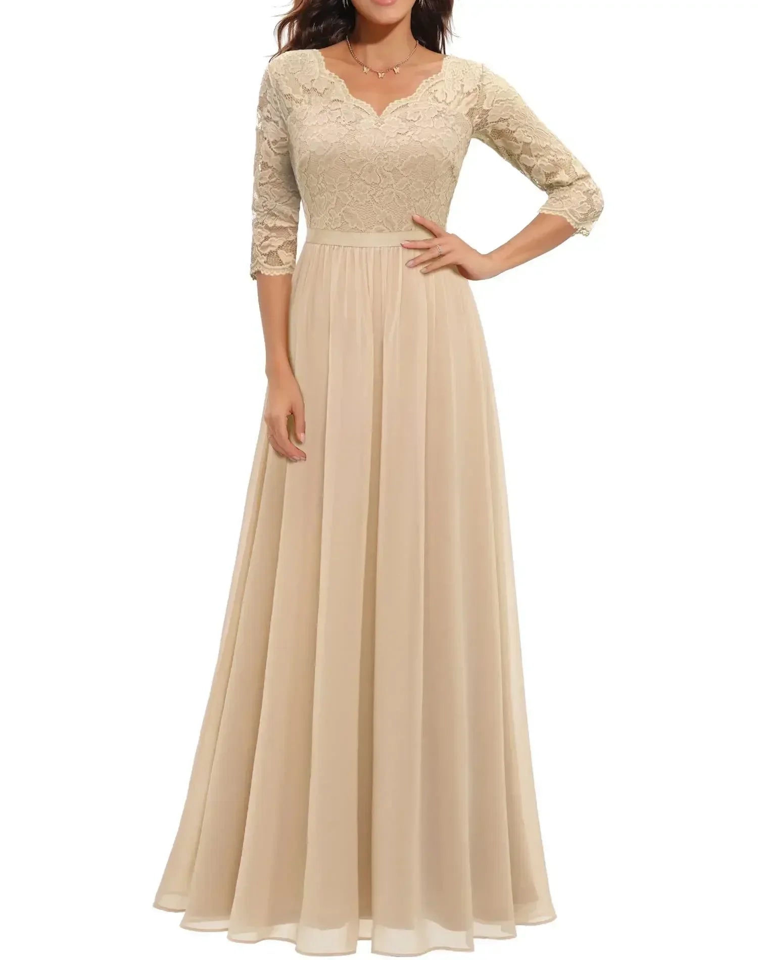 Women's Elegant Lace Long Dress - VibreMode