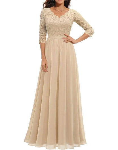 Women's Elegant Lace Long Dress - VibreMode