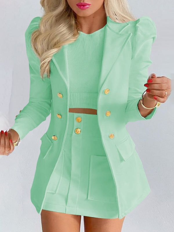 Chic Women's Suit Jacket and Skirt Set