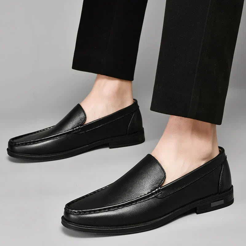 Barry Men's Slip-On Loafers Comfortable Leather Brown
