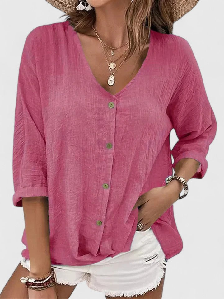 Casual Open Front V Neck Tee Shirt