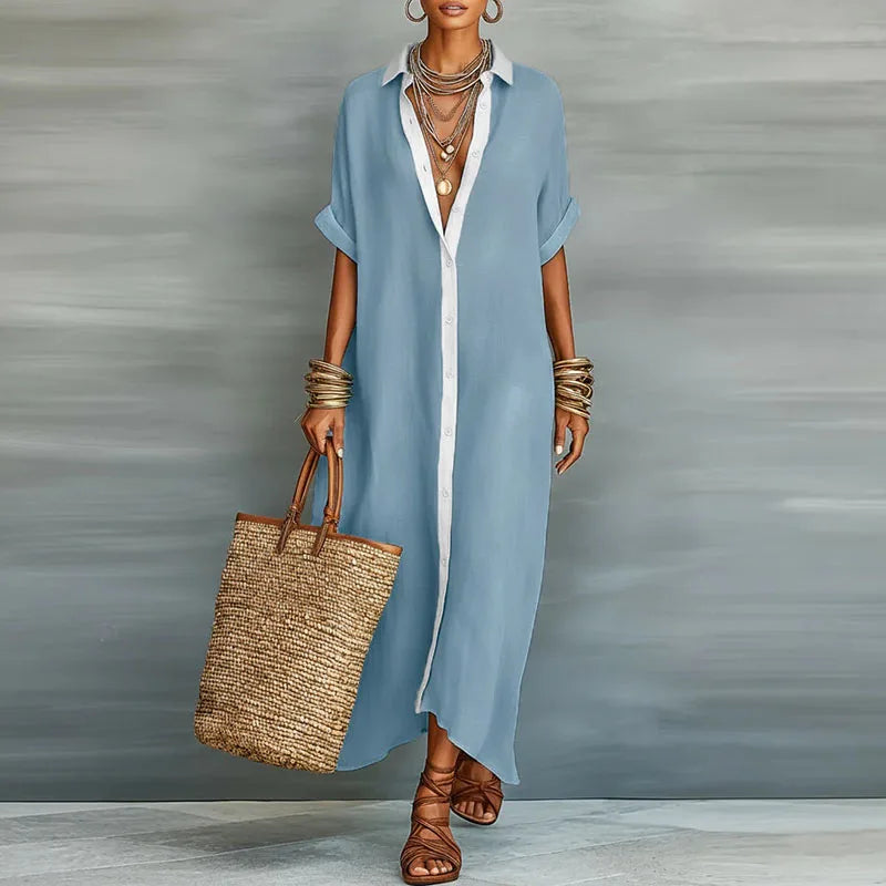 Women's Linen Sundress Long Shirt Style