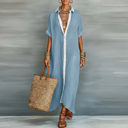 Women's Linen Sundress Long Shirt Style