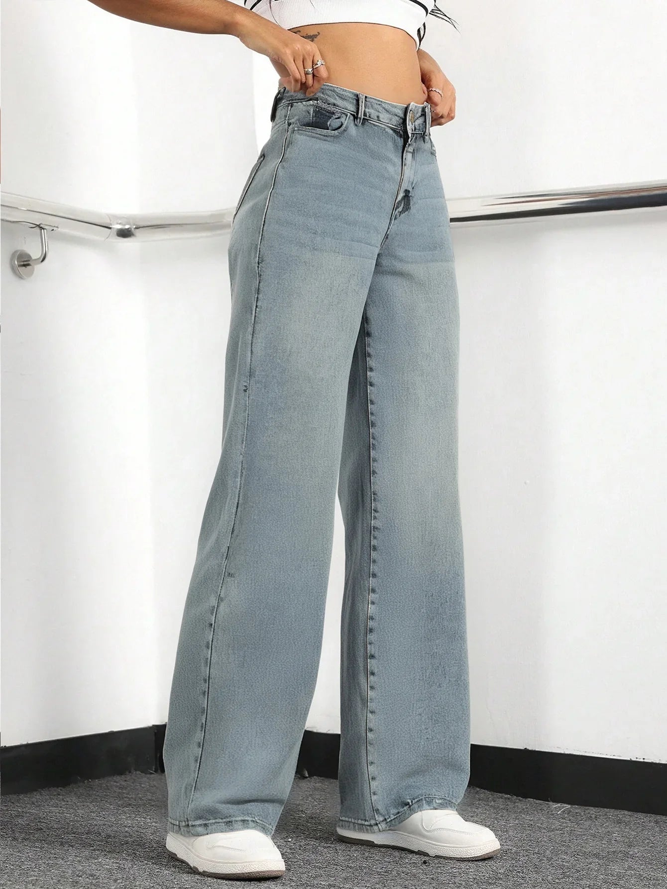 Women's High Waist Wide Leg Denim Jeans Lightweight Blue Casual