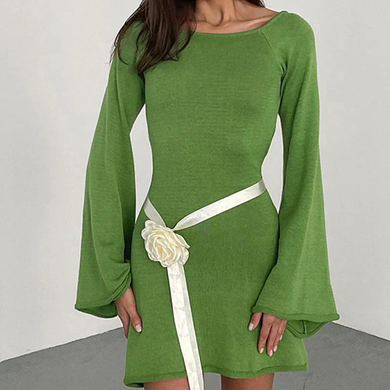 Chic Ladies Casual Sundress with Long Sleeves