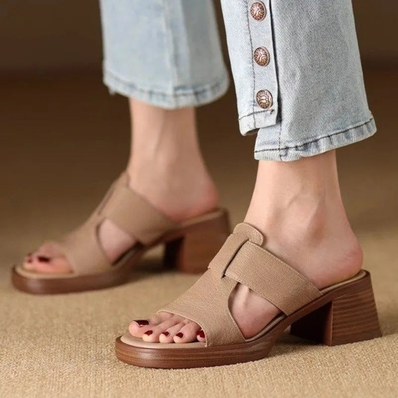 Genuine Brown Leather Flip Flops
