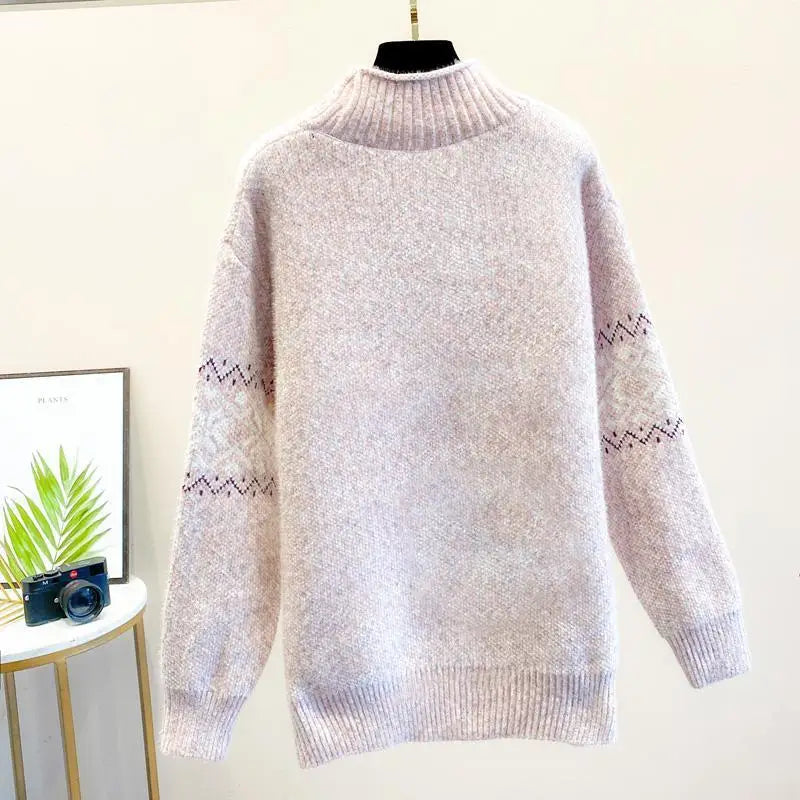 Warm Snowflake Patterned Pullover Sweater