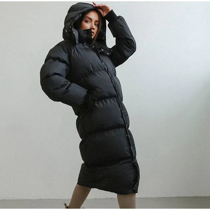 Women's Long Puffer Coat Insulated Hooded - VibreMode