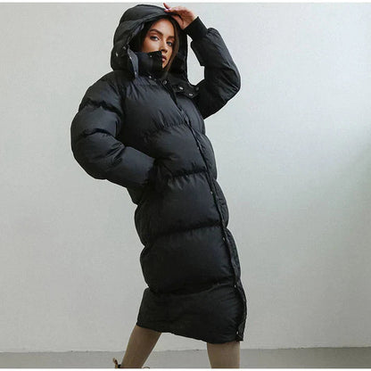Women's Long Puffer Coat Insulated Hooded - VibreMode