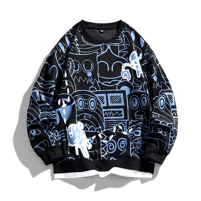 Trendy Printed Crew Sweatshirt - VibreMode
