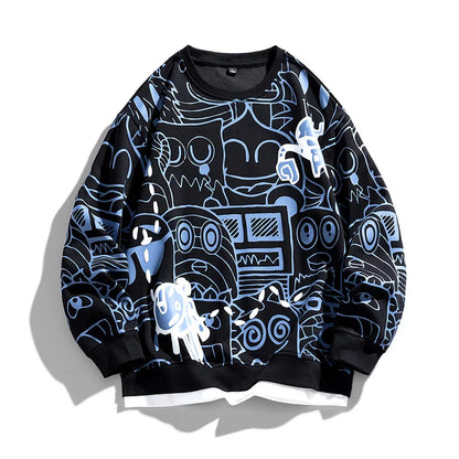 Trendy Printed Crew Sweatshirt - VibreMode