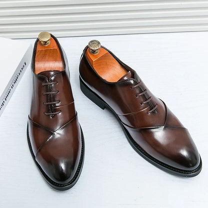 Classic Brown Leather Shoes - VibreMode
