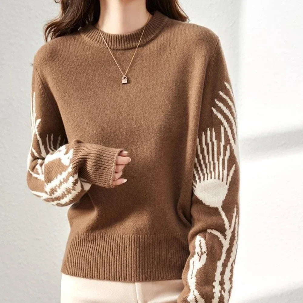 Trendy Print Crew Sweater