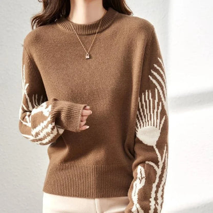 Trendy Print Crew Sweater