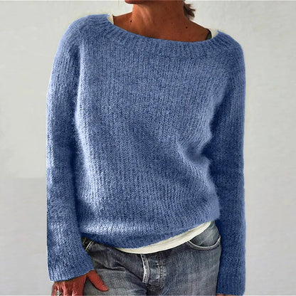 Women's Cozy Knit Sweater Loose Fit Boot Neck Pullover