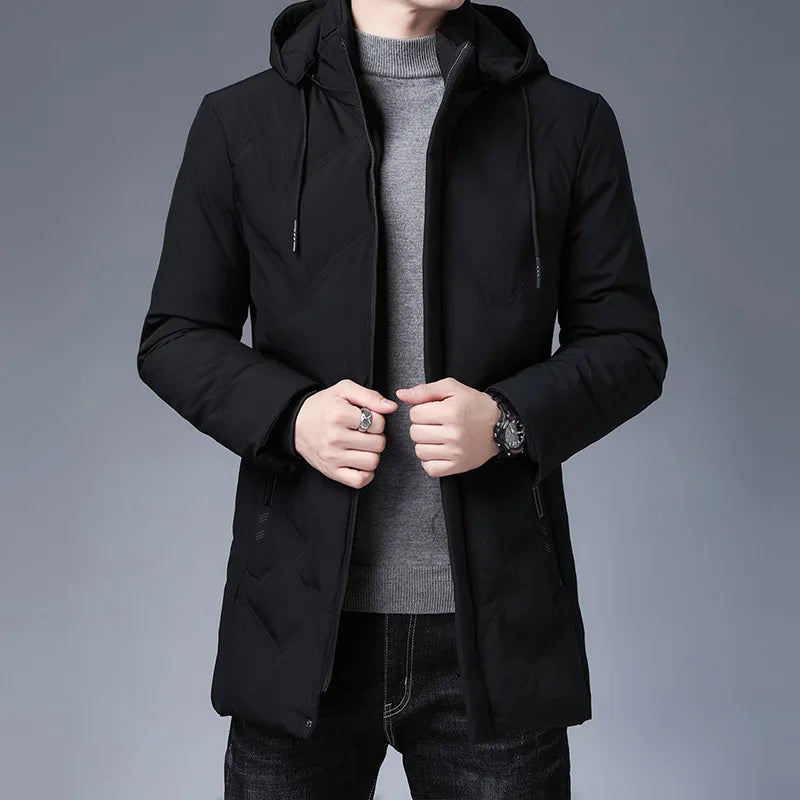 Men's Hooded Parkas Jacket Thick Winter Windbreaker Coat - VibreMode