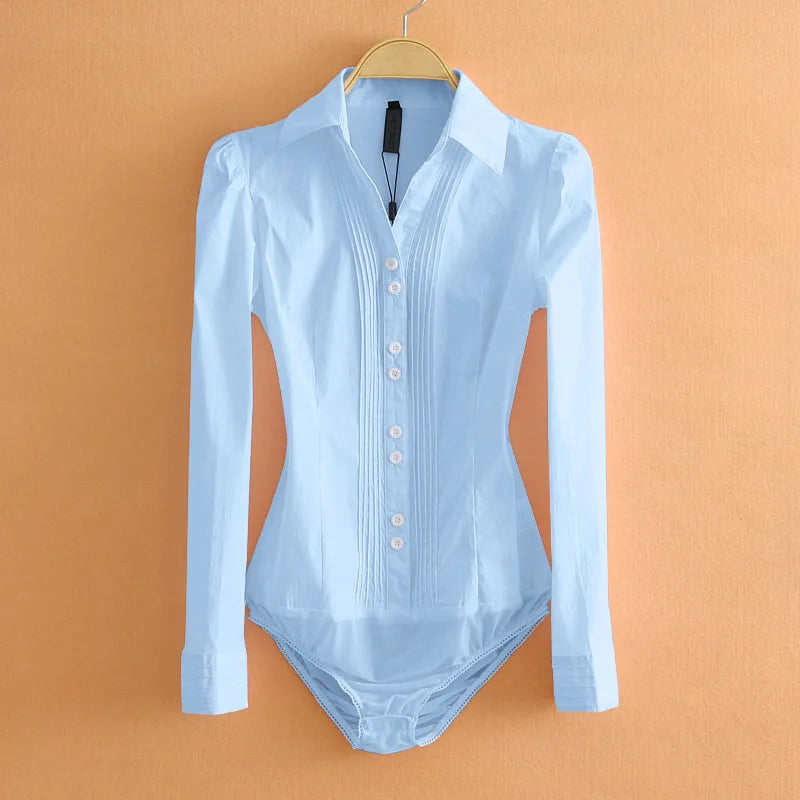 Women's Button Down Bodysuit Shirt