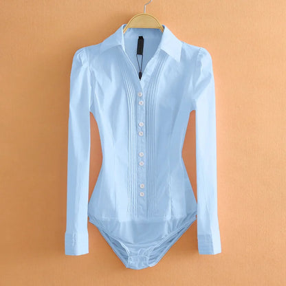 Women's Button Down Bodysuit Shirt