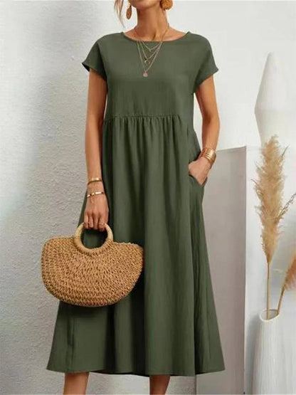 Women's Cotton O Neck Dress