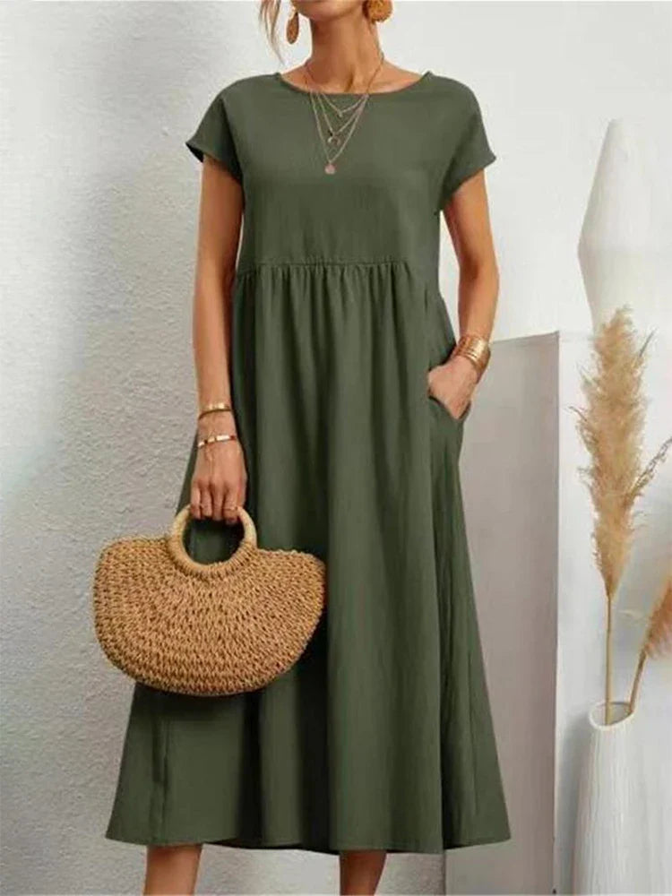 Women's Cotton O Neck Dress
