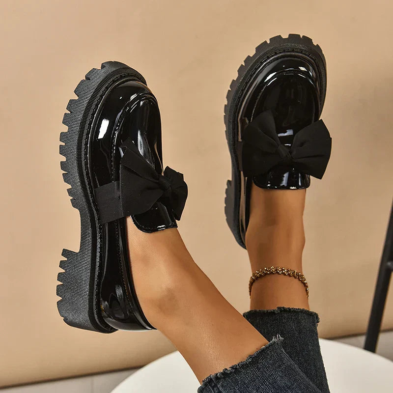 Comfortable Ladies Bow Detail Loafers Shoes