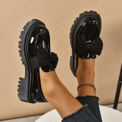 Comfortable Ladies Bow Detail Loafers Shoes