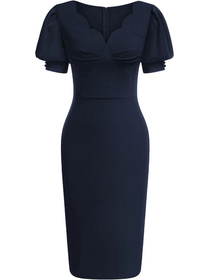 Women's V-Neck Midi Work Dress