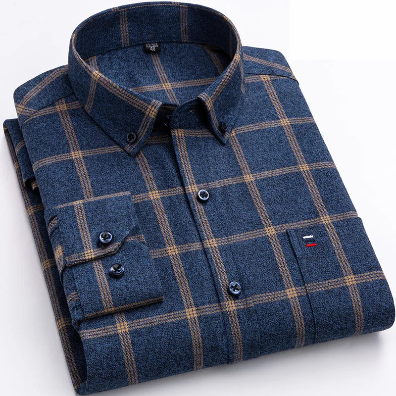 Classic Men's Spring Plaid Button Down Shirt