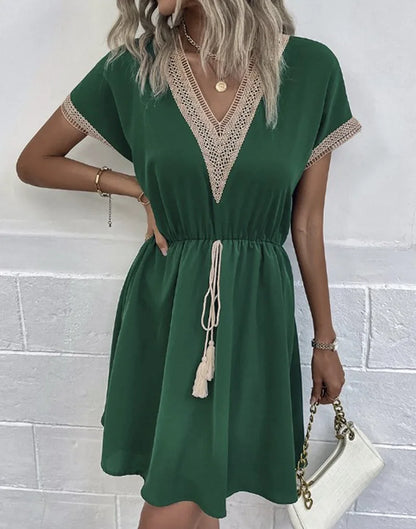 Women's V Neck Flowy Maxi Dress Casual