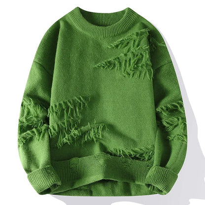 Rugged Textured Crew Neck Sweater