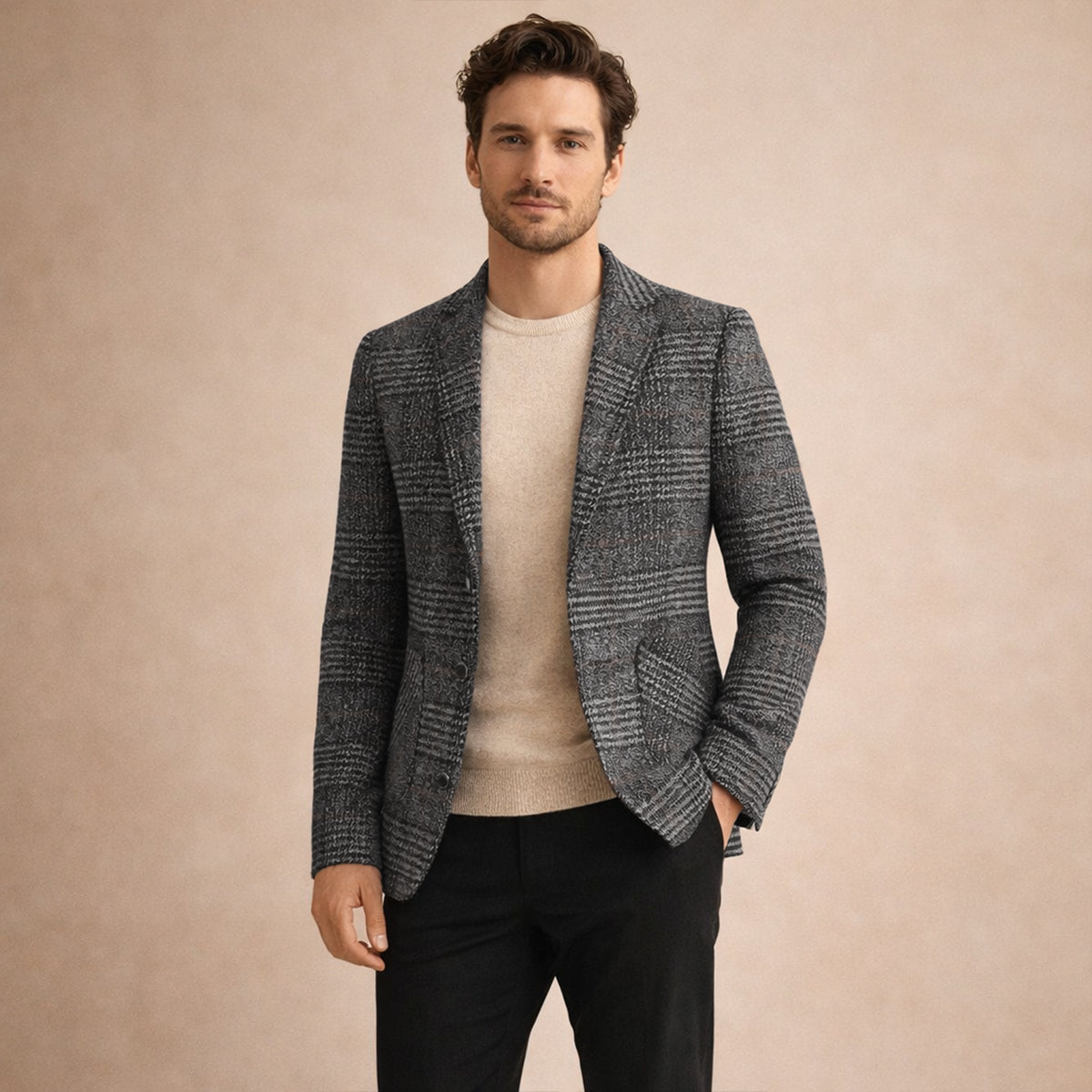 Men's Tweed Blazer Slim Fit Plaid