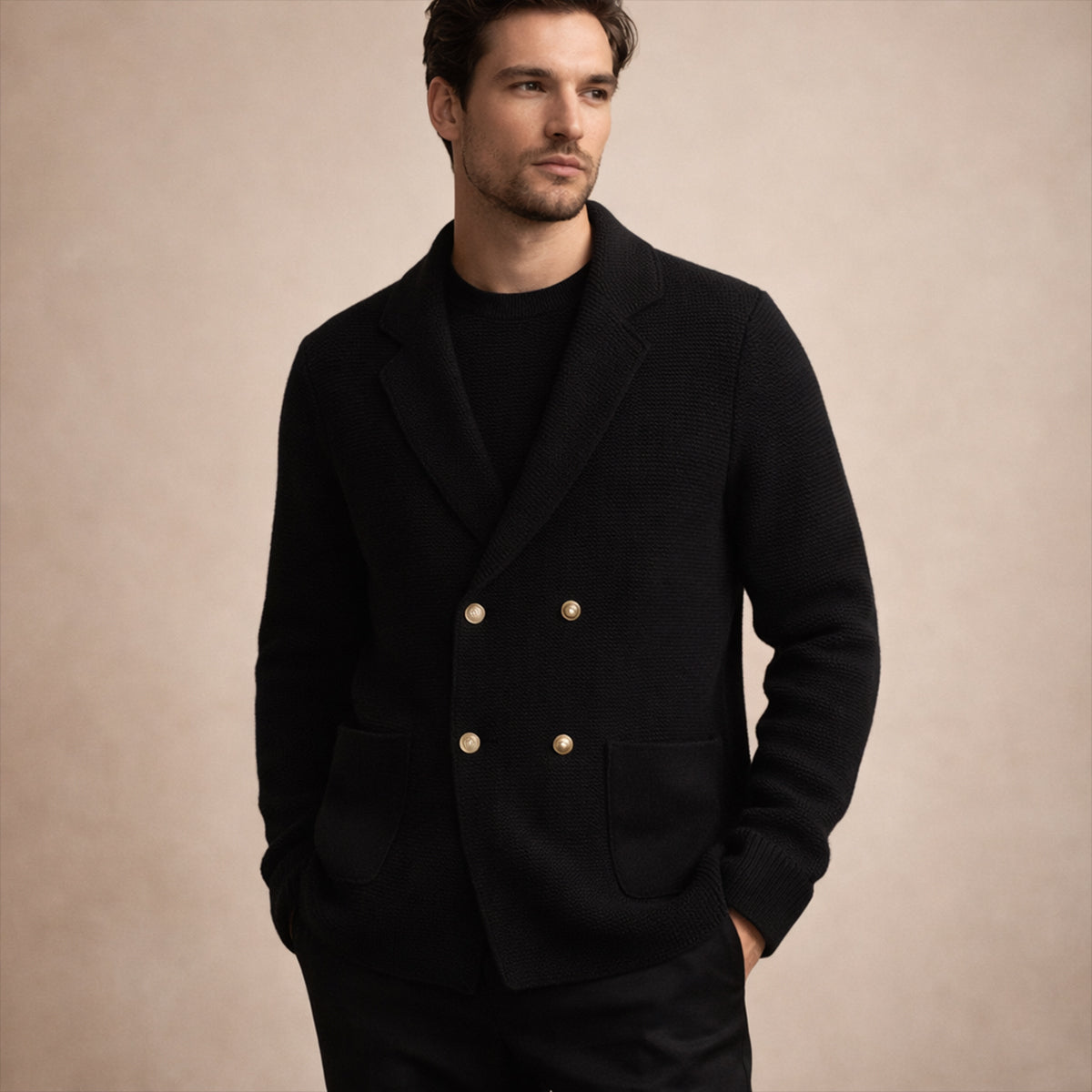 Men's Double Breasted Knit Cardigan