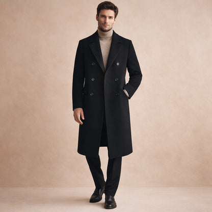 Men's Double Breasted Long Trench Coat