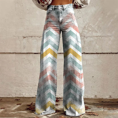 Fashionable Graphic Denim Jeans - VibreMode