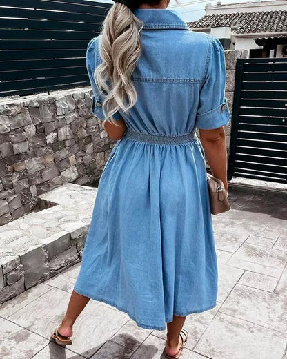 Women's Denim Dress Casual Blue - VibreMode