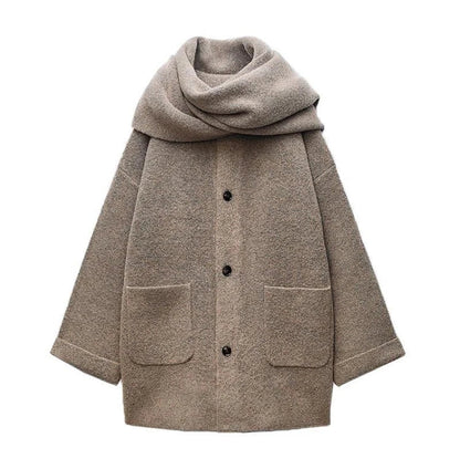 Women's Knit Coat With Scarf
