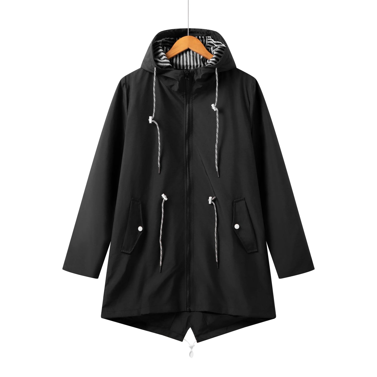 Women's Waterproof Trench Coat With Hood Casual
