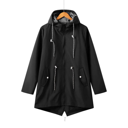 Women's Waterproof Trench Coat With Hood Casual