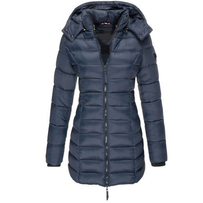 Women's Down Filled Parka Coat Long Hooded Waterproof Black