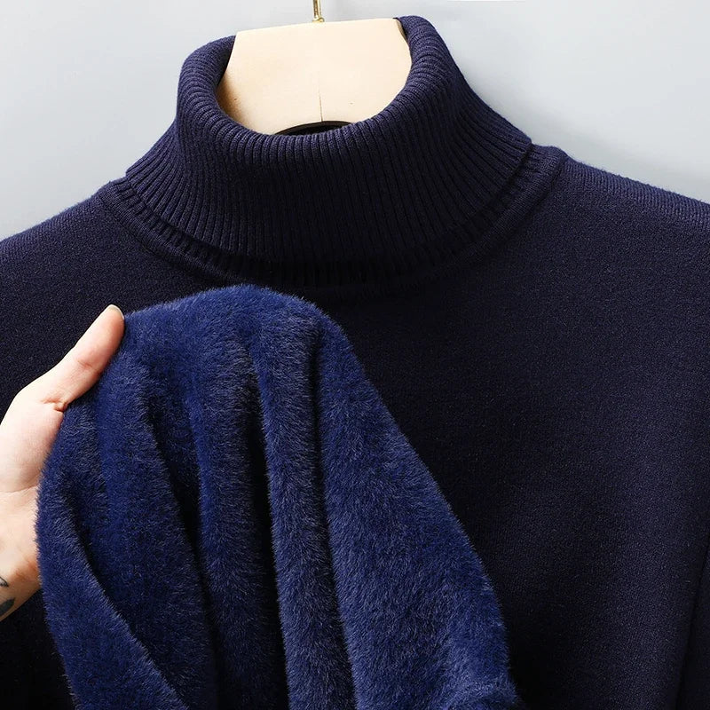 Men's Turtleneck Sweater Ribbed Hem