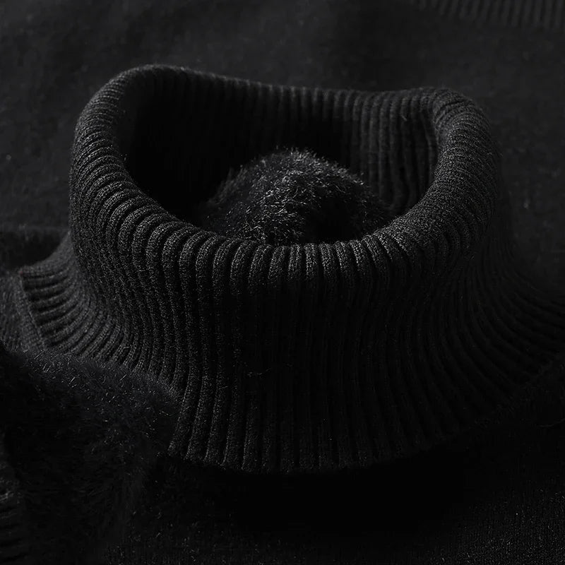 Men's Turtleneck Sweater Ribbed Hem