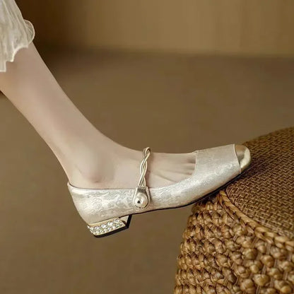 Sparkly Buckle Mary Jane Pumps for Women