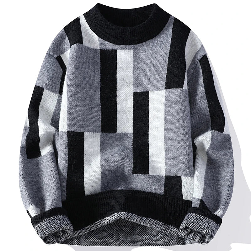 Multicolor Patterned Knit Sweater