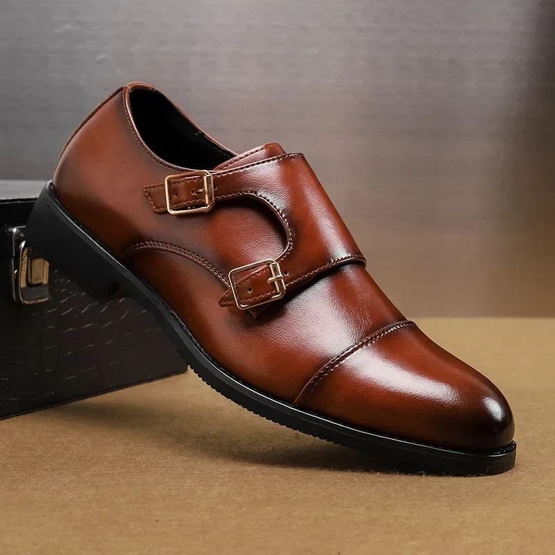 Luxury Leather Monk Strap Shoes
