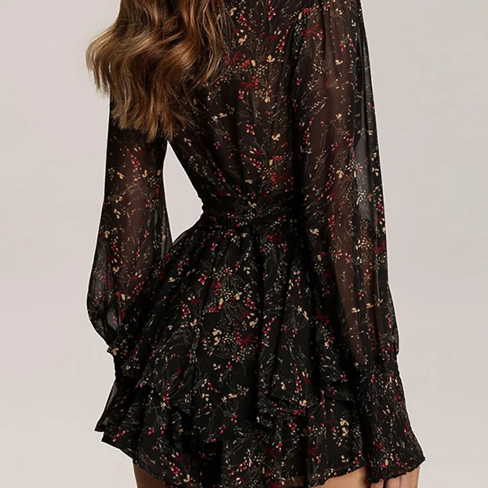 Women's Floral Ruffle Mini Dress