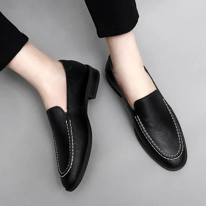 Real Leather Slip On Loafers